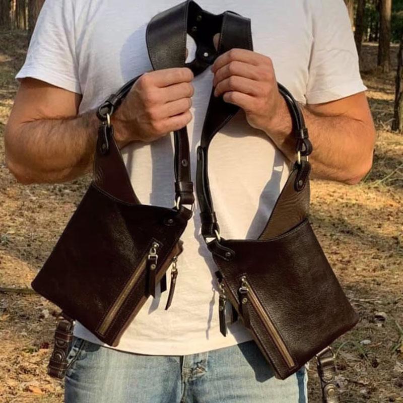 

Medieval Steampunk Leather Harness Holster Bag Adjustable Utility Shoulder Belt Phone Case Wallet Pocket Viking Pouch Men Women One Size