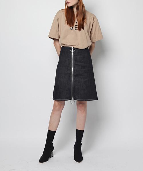 Pipilapin Women'S Zipper Denim Skirt Indigo / Fs0Wds01F65