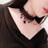 Black lace necklace Gothic lace necklace crystal pendant Halloween cosplay party diamond necklace women's jewelry