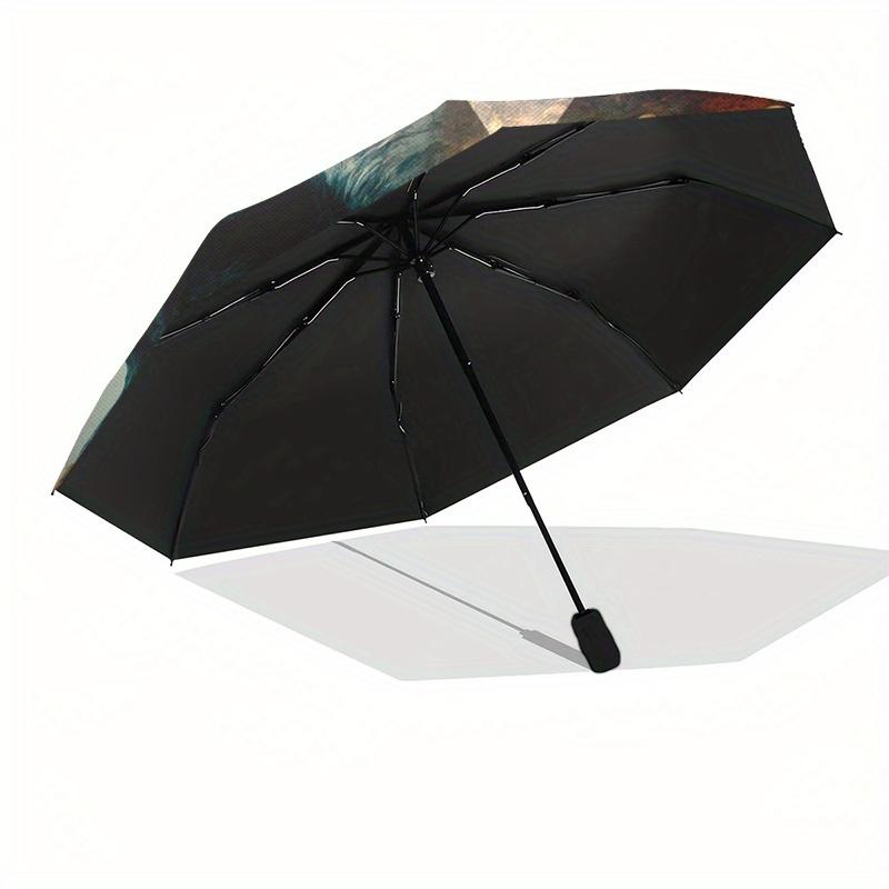 Dual Wolf Face Art Print "Umbrella, Portable 3-Fold Compact Umbrella for Men & Women ES2