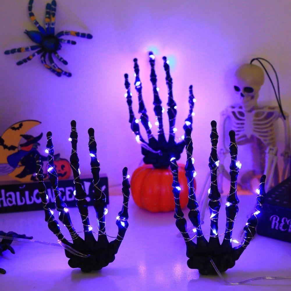 LED Glowing Skeleton Hand Handmade Halloween Decorative Lights  Indoor Outdoor