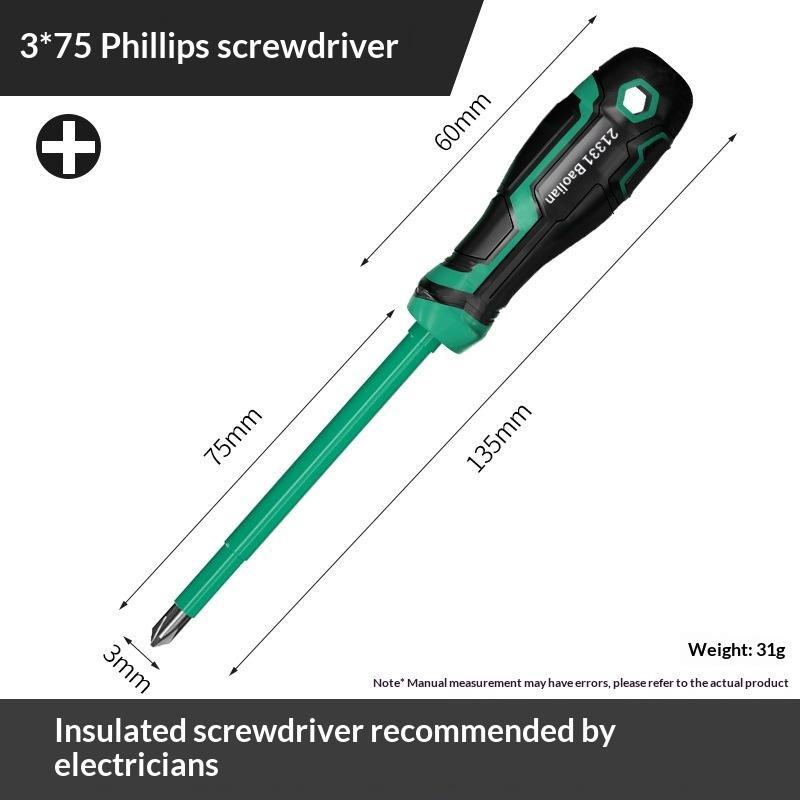 

1PC Insulated Screwdriver Set Slotted Cross Nut Driver Magnetic Key Bits Electrician Maintenance Home Daily Hand Tool