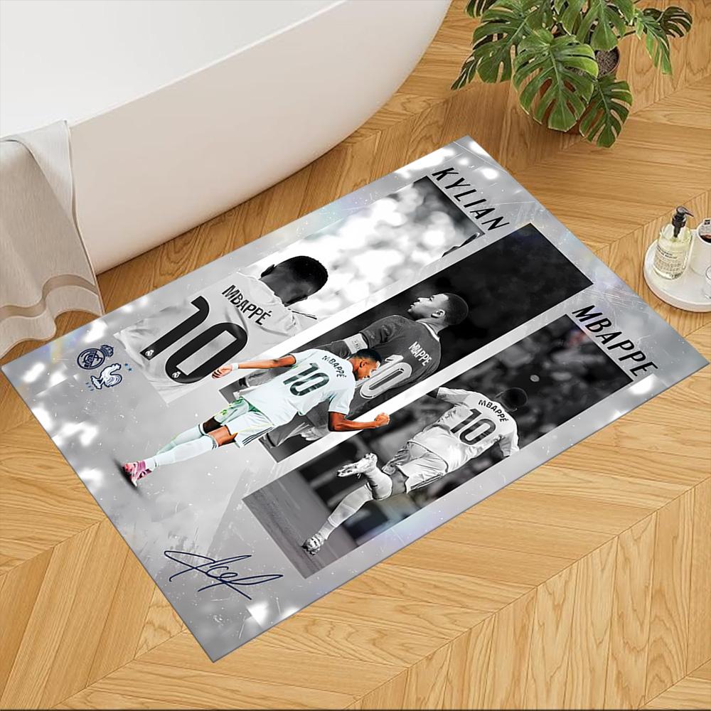 Mbappe Neon Poster Area Rug Perfect for Bedrooms Kitchen Hallway Dining Room Anti-slip Rug Anime Office Decor Wedding Party Gift