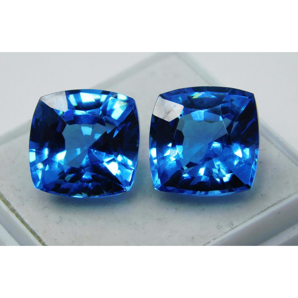 Square Cushion Cut 21.45 Ct Pair Natural CERTIFIED Blue Sapphire Loose Gemstone A-1634