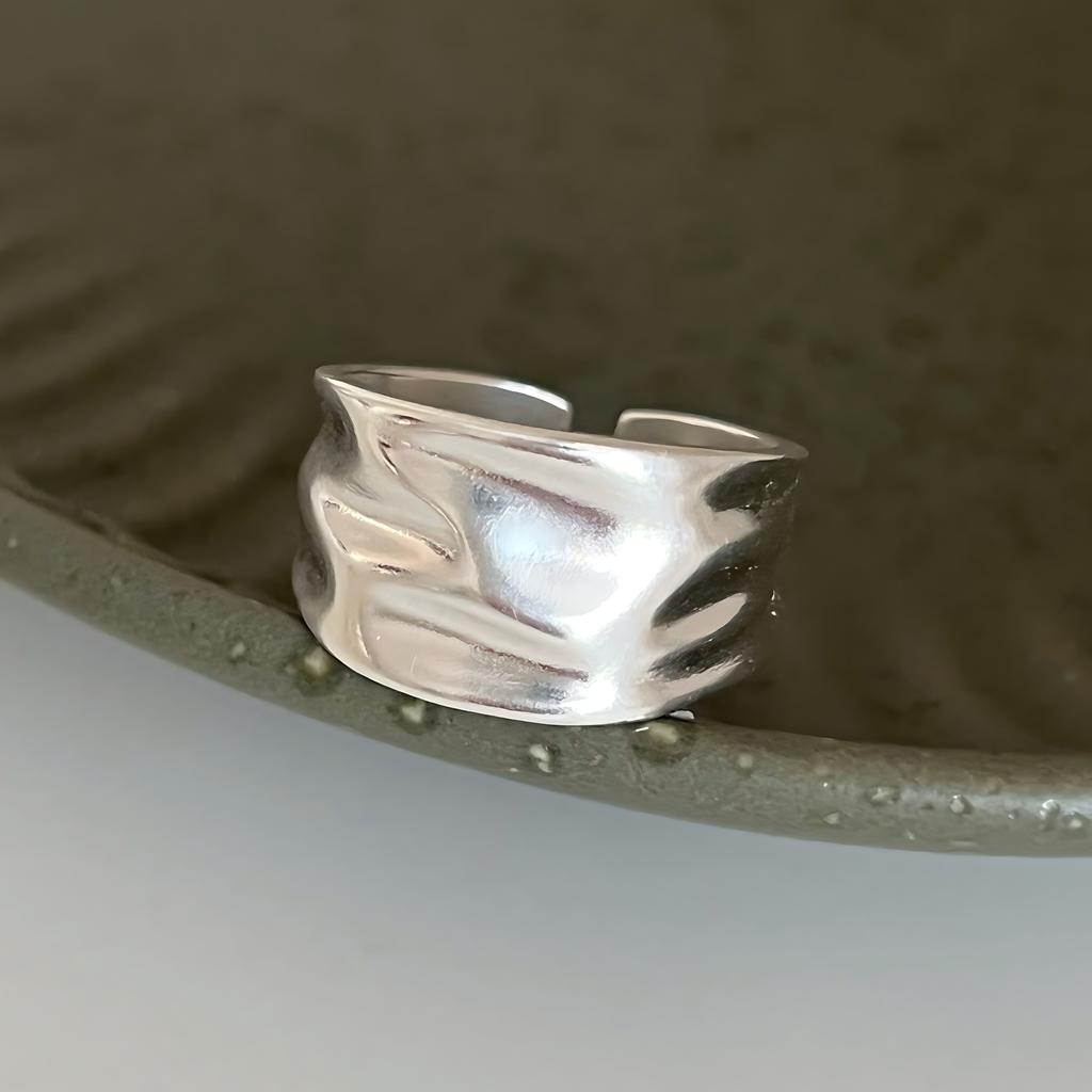 Sam Panda 925 Rings for Women Simple Geometric Handmade Irregular Retro Ring Gold Zircon Allergy For Birthday Gift