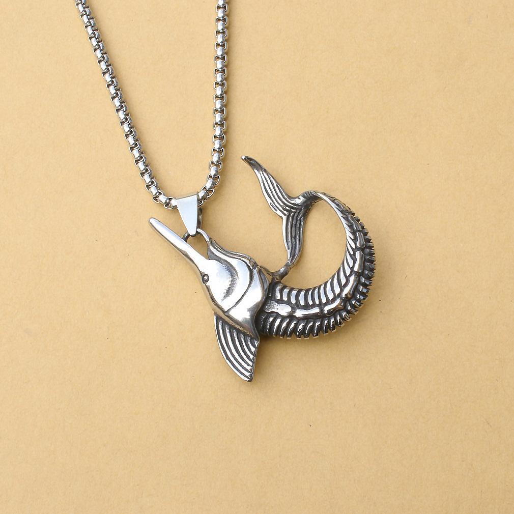 Hip Hop Trendy Fish Pendant Creative Men's Necklace Accessories ,A Gift for My Boyfriend