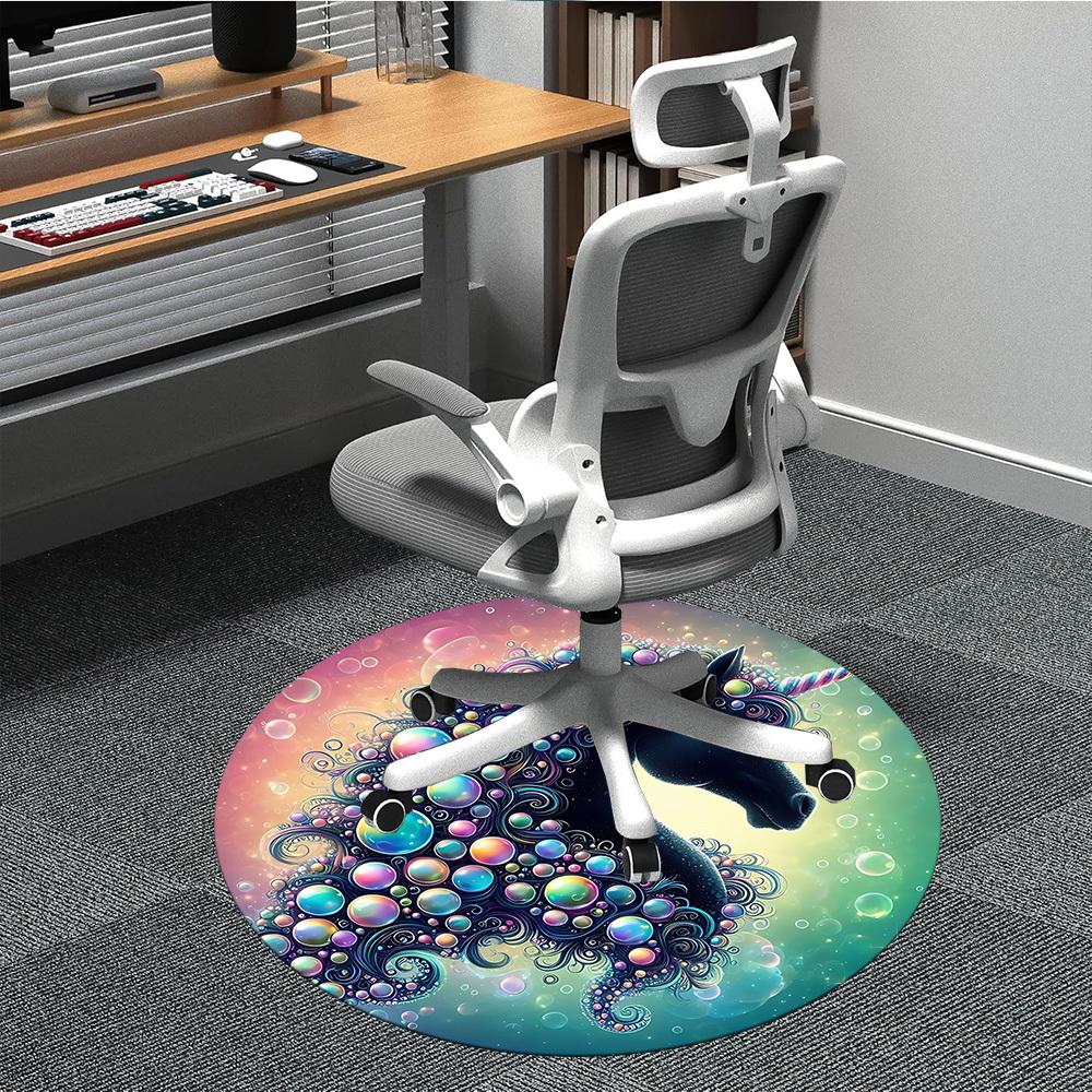 

1pc Unicorn Bubble Print Chair Carpet for Office, Soft, Non-Slip Polyester Mat, Office, Living Room, Bedroom, Durable Polyester yy251207129 80cm by 80cm