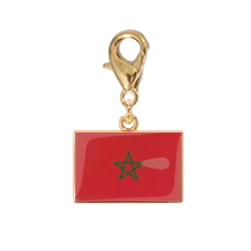 Braccialetto con Charm Bandiera in Acciaio Inossidabile con Moschettone, Gioiello Ciondolo Paese per Regalo di Viaggio Accessorio Stile
