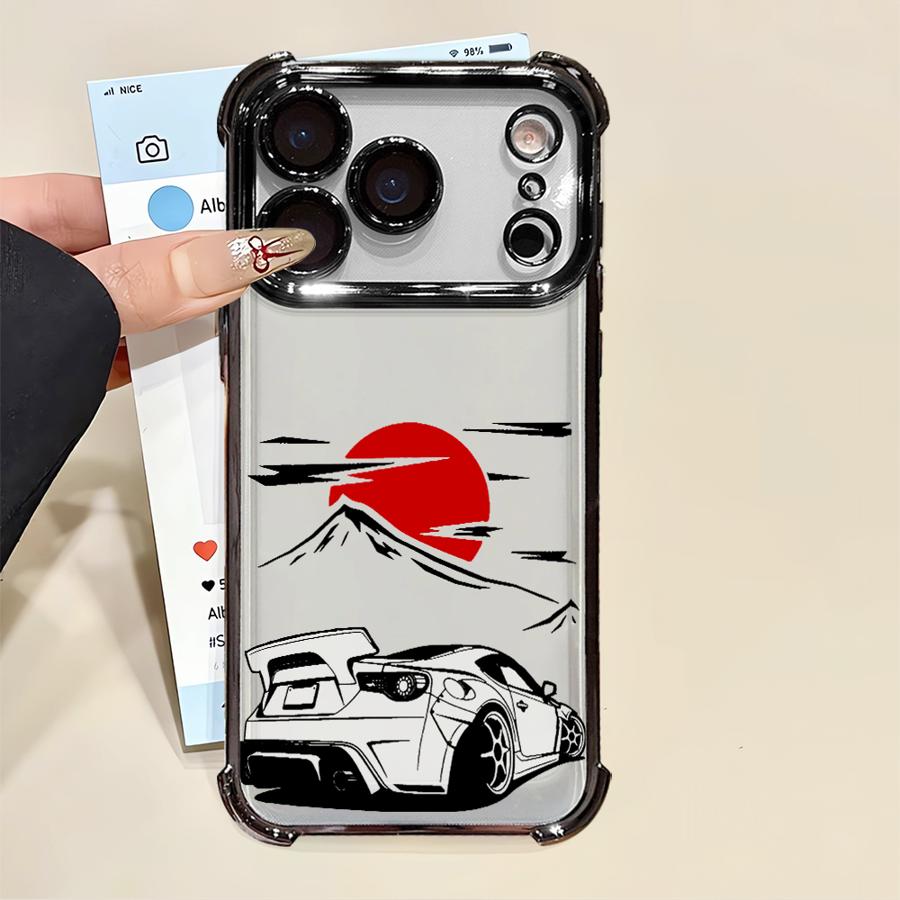 Coque de téléphone pour iPhone 16 15 14 Plus 17 Air 13 12 11 Pro Max 16e Housse souple Sport Course JDM Drift Voiture