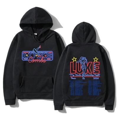 Felpa da Uomo Luke Combs Neon Tour 2026 - Leggera Miscela di Cotone Pullover Grafico Autunno