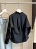 Women's Spring 2026 Stylish Pleated Waist-Cinched Straight Shoulder Shirt Top