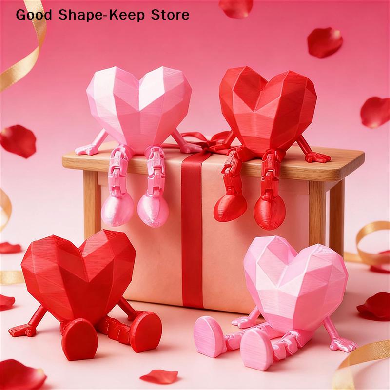 Jointed Miniature Valentine's Day Heart Figurine, Perfect Valentine Party Décor for Home, Creative Love Gift for 2026