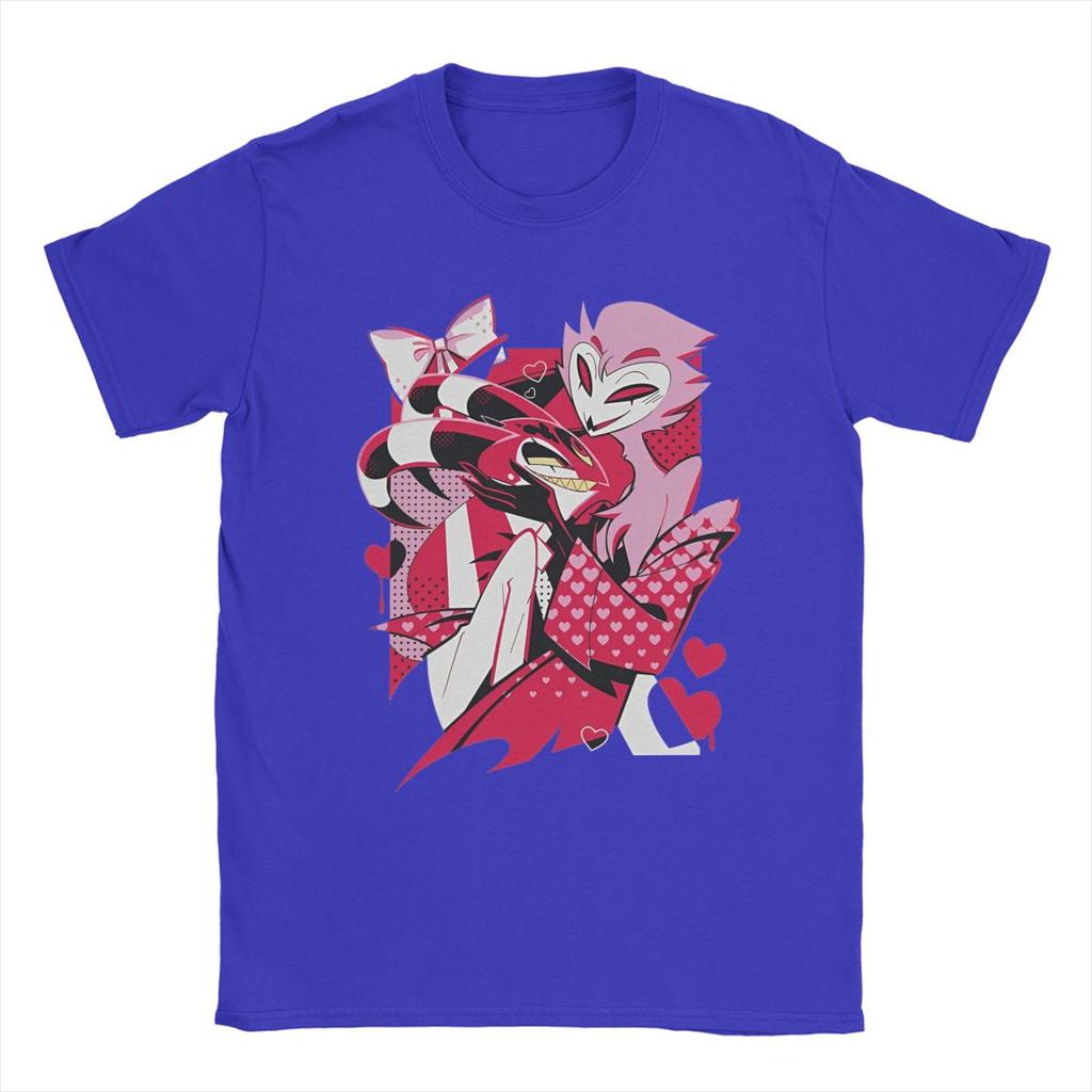 Men's T-Shirts Helluva-Boss Cartoon Leisure 100% Cotton Tee Shirt Short Sleeve T Shirts Crewneck Tops Plus Size