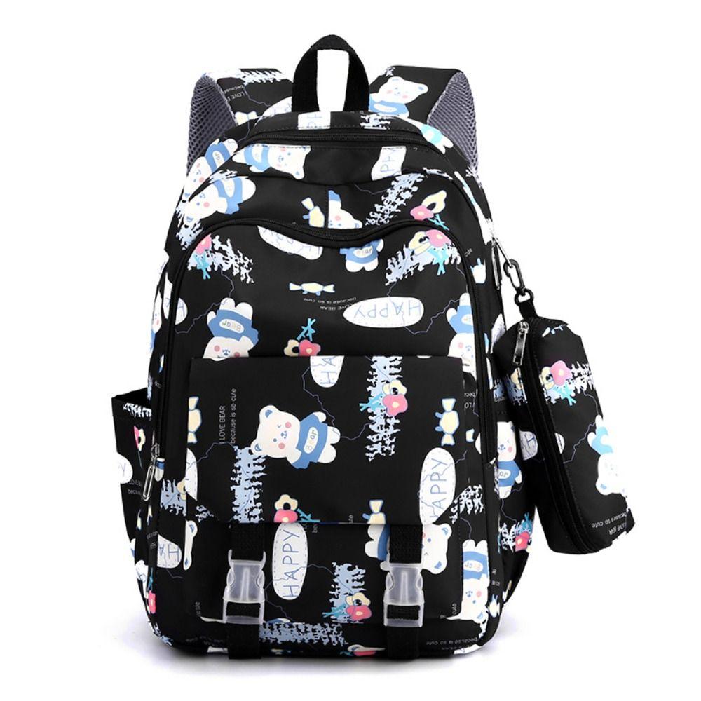 

Oxford Large Capacity Backpack Solid Color Casual Knapsack Korean Style School Bag Children чёрный