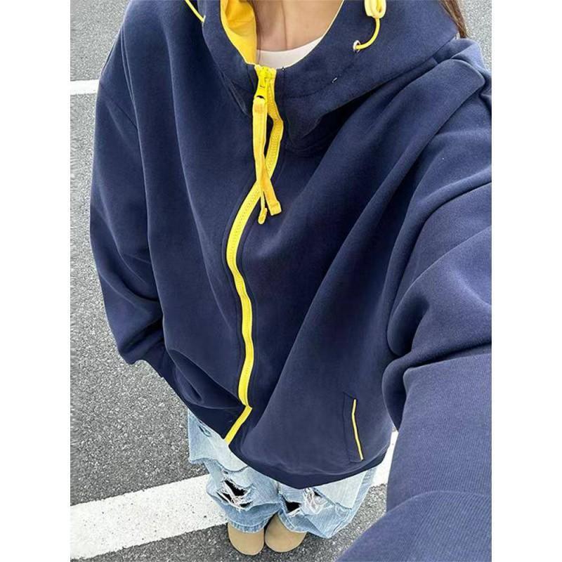 Mens White Grey Hooded Sweatshirt Loose Fit Casual Streetwear