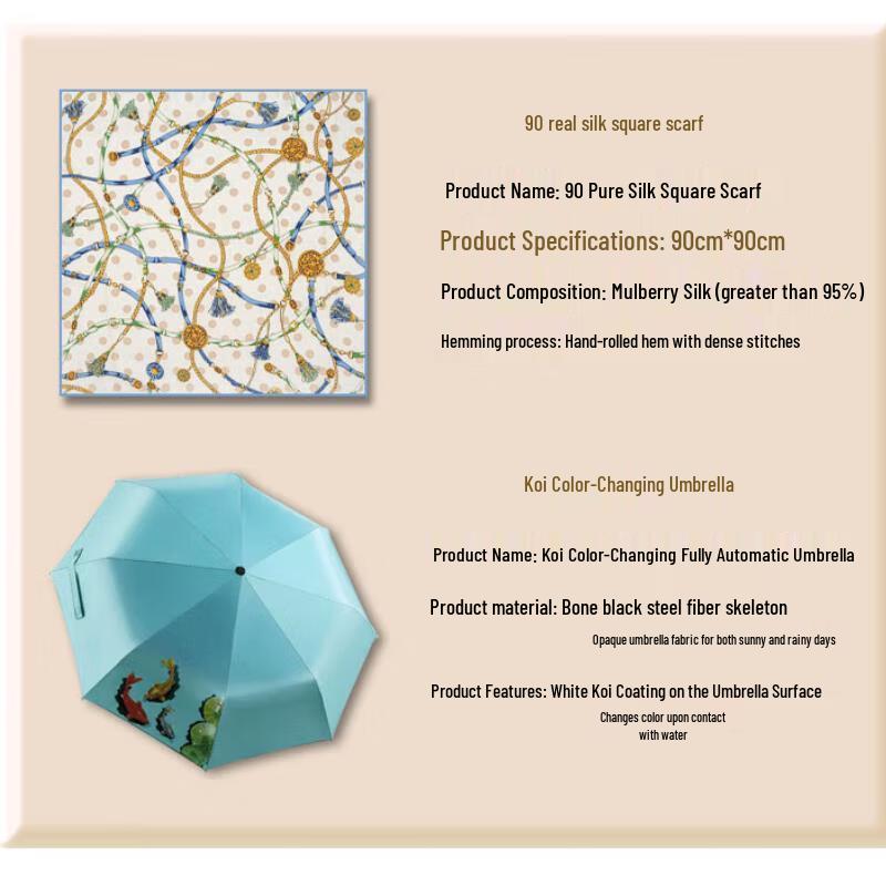 SANGBO 90x90cm Scarf & Color-Changing Umbrella Set