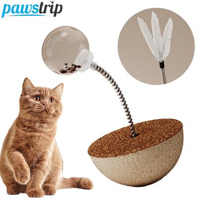 Giocattoli Interattivi per Gatti Divertente Giocattolo a Dondolo per Animali Domestici per Gatti Giocattoli per Gatti con Corda di Sisal Giocattolo a Sfera Dispenser di Cibo per Gattini Giocattolo con Piume per Animali Domestici