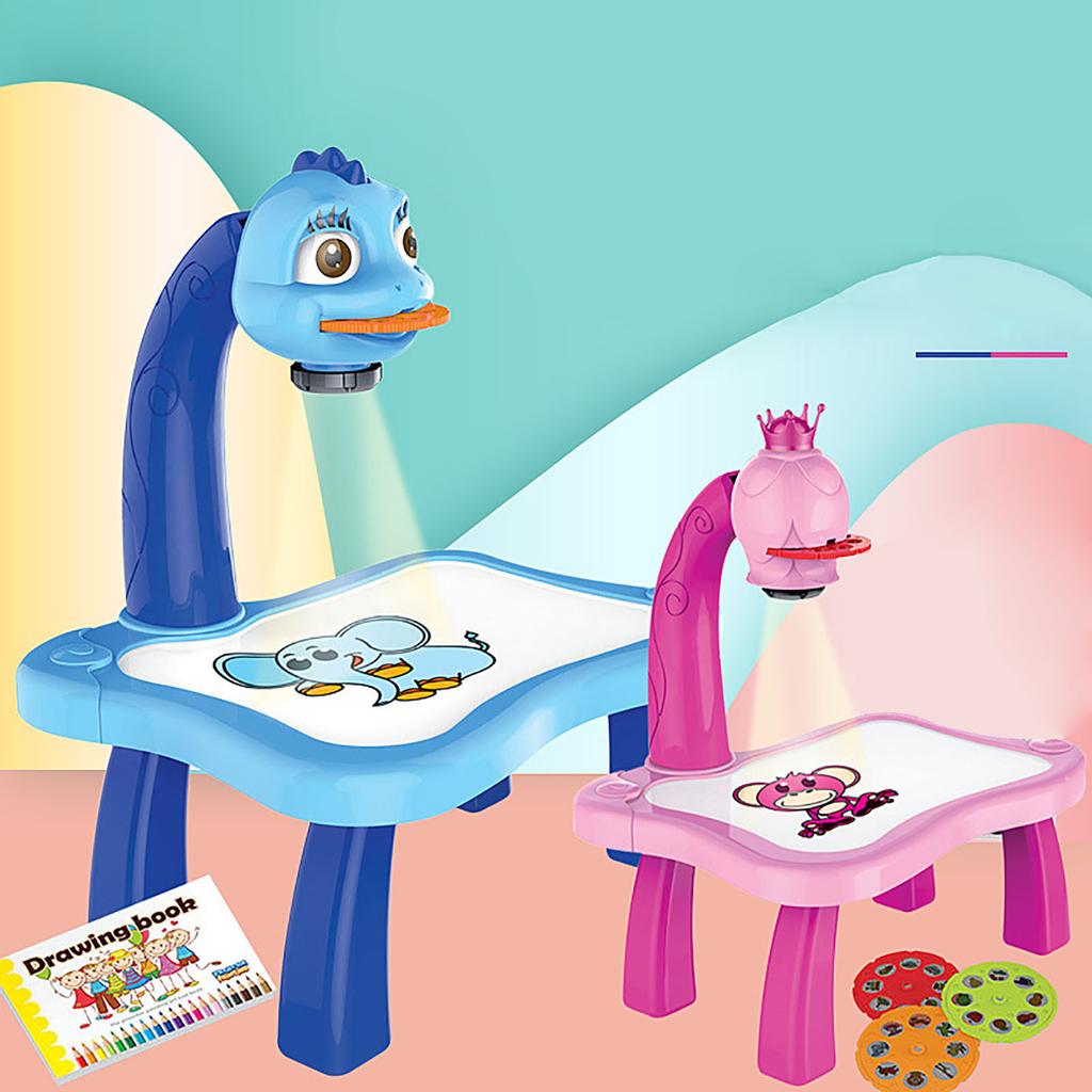 Child Smart Projector Desk With Light & Music Learning Painting Machine Toy