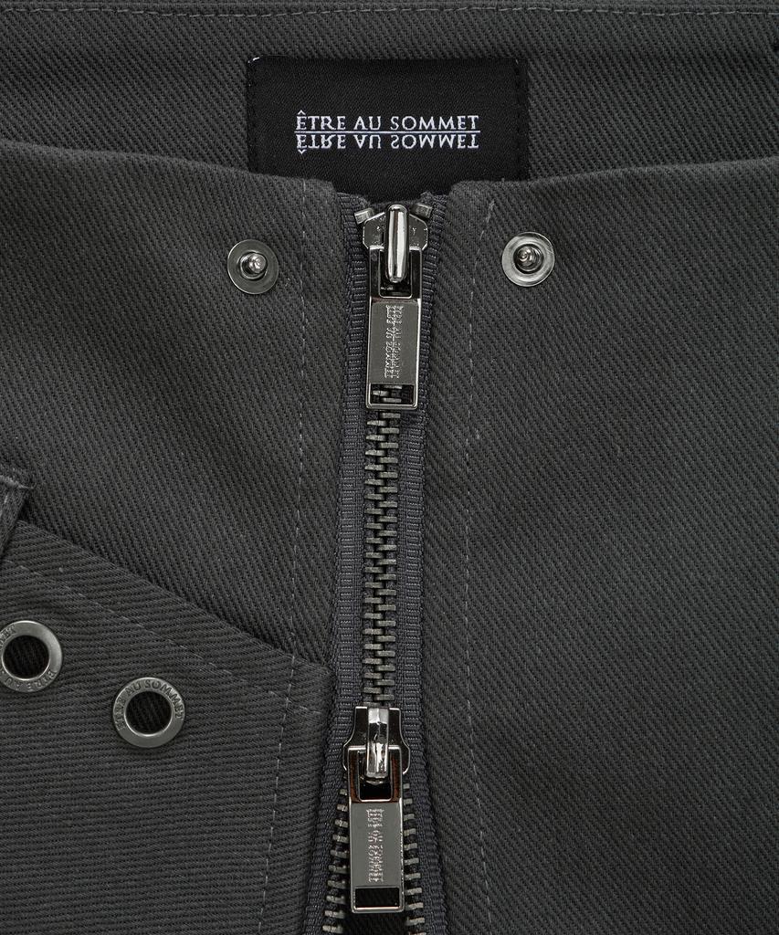 ETRE AU SOMMET Front Zip Belt Detail Mini Skirt (Dark Gray)