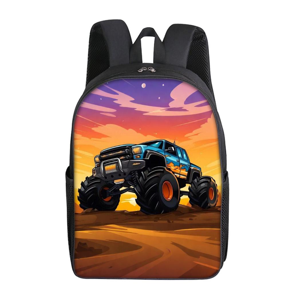 Excavator Printing Single Layer Backpack for Boy and Girls Best Gifts 2D Flat Cartoon School Bags for Children