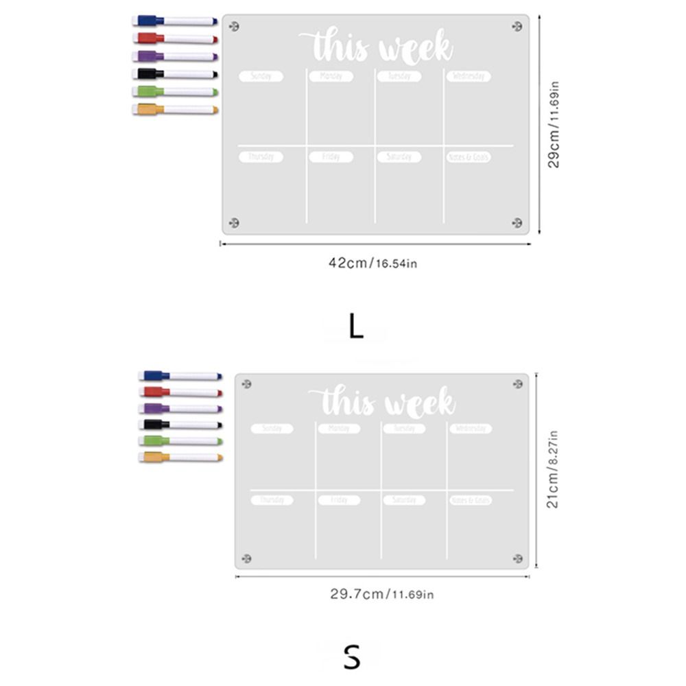 6 Markers Acrylic Erase Boards Clear Planning Note Board Premium Monthly Calendar Memo  School