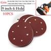 9inch Sandpaper 225mm 6 Hole Sanding Paper 40-2000grit Electric Wall Polisher Furniture Wood Products Grinding Polishing Metal