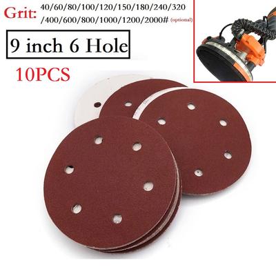 9inch Sandpaper 225mm 6 Hole Sanding Paper 40-2000grit Electric Wall Polisher Furniture Wood Products Grinding Polishing Metal