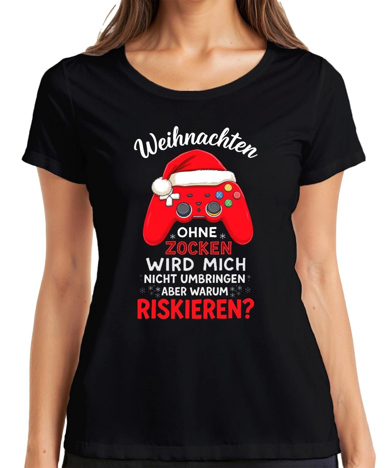 Ohne Zocken wird mich nicht umbringen Weihnachten Gamer Zocker Damen T-Shirt L