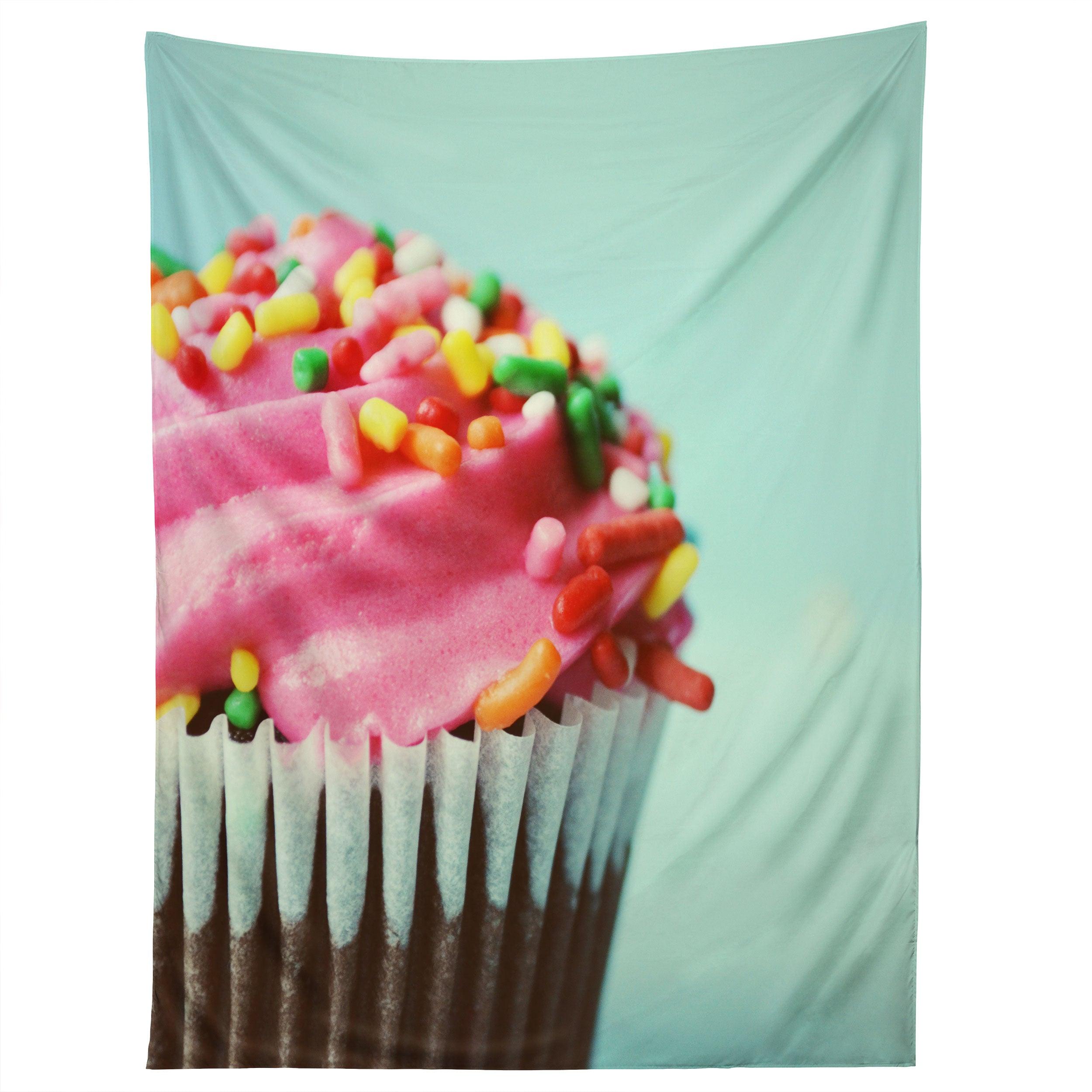 PINK CUPCAKE PHOTOGRAPH tapestry 75x100
