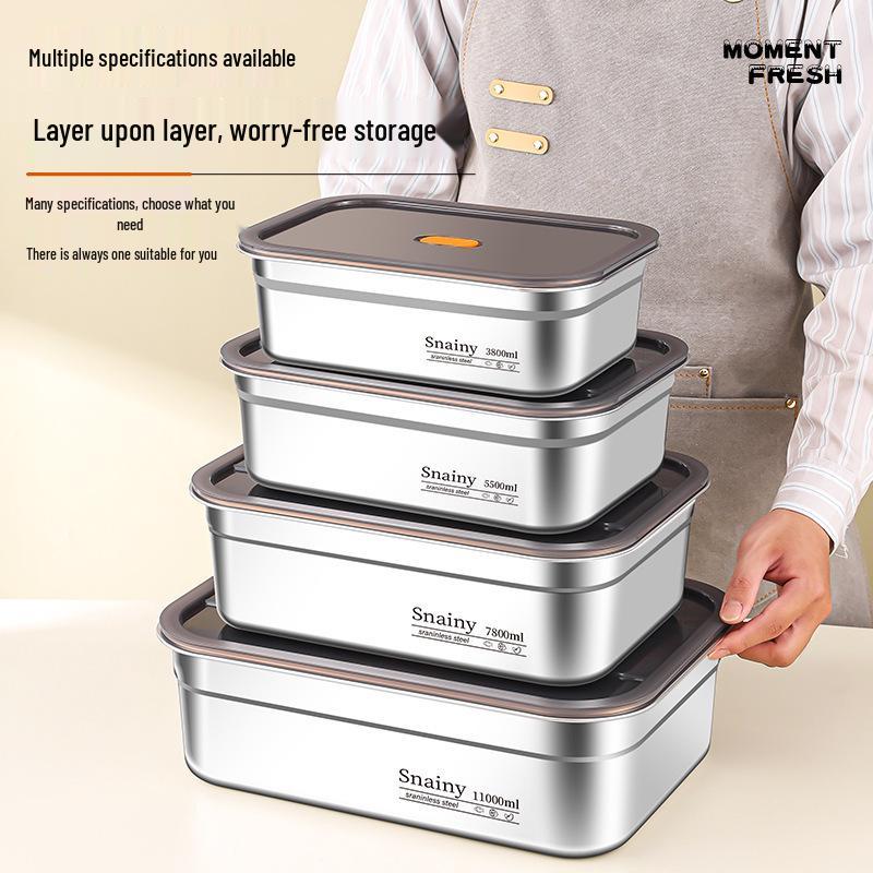304 Stainless Steel Fresh-Keeping & Storage Box for Refrigerator, Ingredients, Picnic, and Lunch.