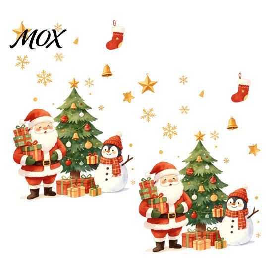 Indoor Outdoor Holiday Accents Cartoon Christmas Window Sticker, Removable Santa Snowman Tree Decal, Waterproof Festival Atmosphere Decor Static Cling