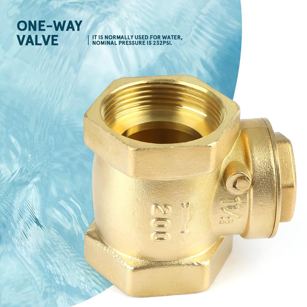 DN40 Female Thread Brass NOn Return Swing Check Valve 232PSI Prevent Water Backflow