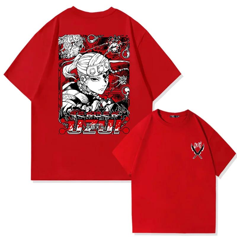 Summer Men's Japanese Devil Killer Anime Uzui Tengen Character Pattern Printed 100% Cotton T-shirt, Trendy Streetwear Top