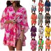Women's V-Neck Loose 3/4 Sleeve Elastic Waist Printed Dress  Dress Unpositioned Printing