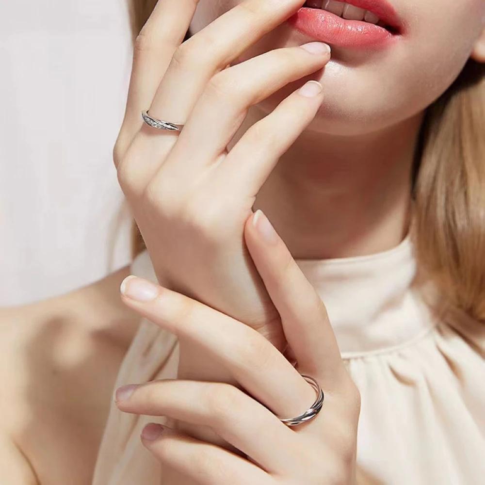 1 pár Kroucené Křišťálové Mědí Pokovené Platina Nastavitelný Otevřený Párový Prsteny Muži Ženy Nastavitelný Prstový Šperk Velkoobchodní Prodej