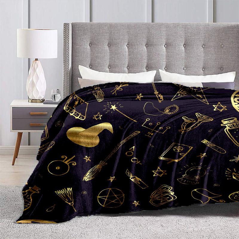 1pc Witchcraft Symbols Pattern Cartoon Blanket,Portable Throw for Travel & Camping, All Season Cozy Blanket,Ideal Gift