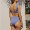 TS JYL-BK126 Morandi Color Bikini Set, High Waist Ruched Swimwear For Ladies