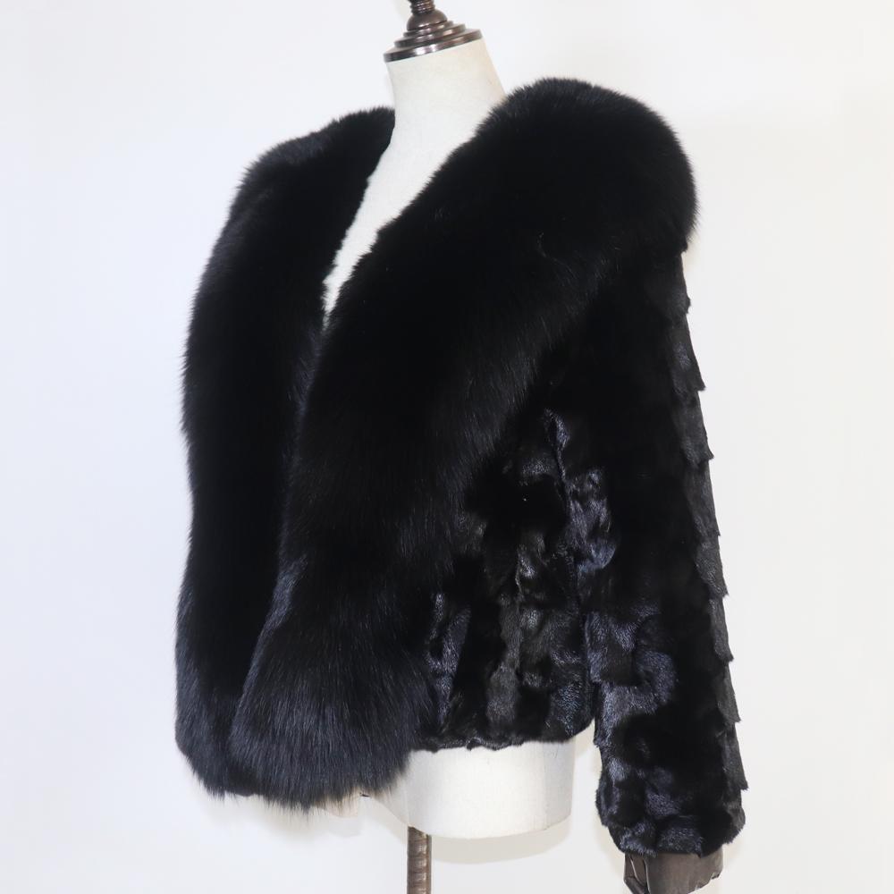Real Mink Fur Coat For Women Winter Warm 100% Genuine Mink Fur Jacket With Fox Fur Collar Lady Quality Natural Mink Fur Overcoat