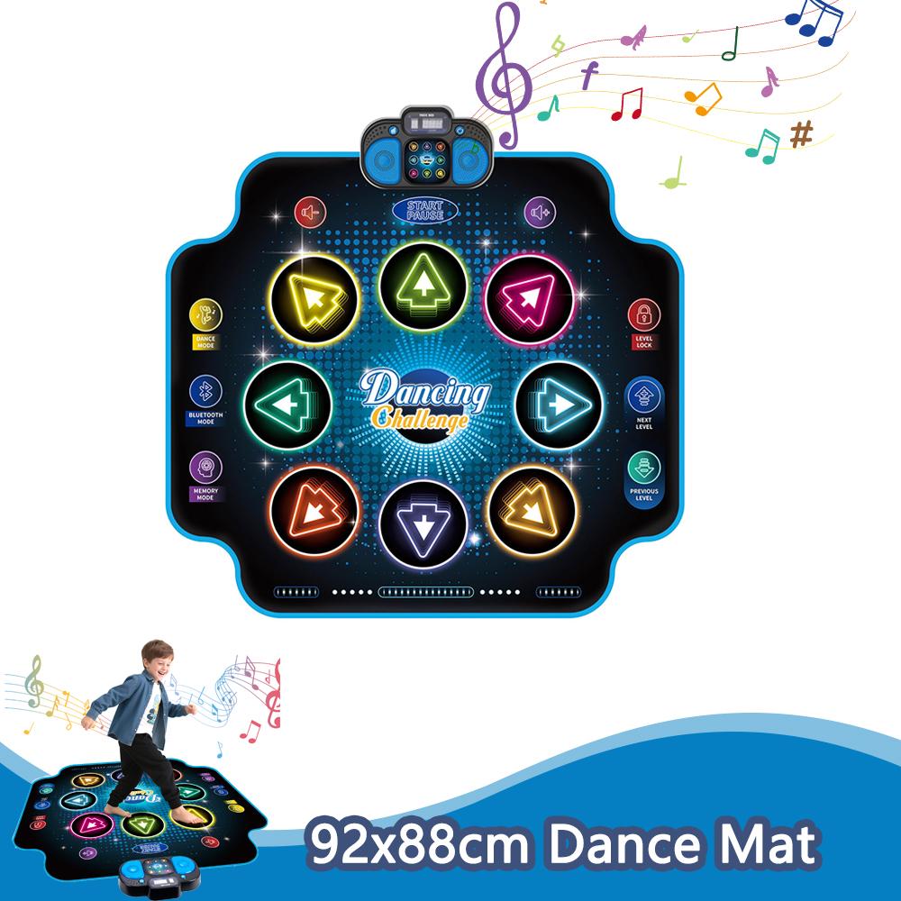 Tapete de Dança Eletrônico 92x88cm Cobertor de Dança Multifuncional com 2 Modos e 9 Níveis Cobertor Musical de Chão para Crianças Brinquedo Educativo Presentes