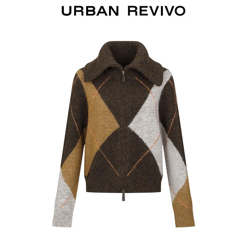 UR Women's Retro Argyle Short Knit Cardigan