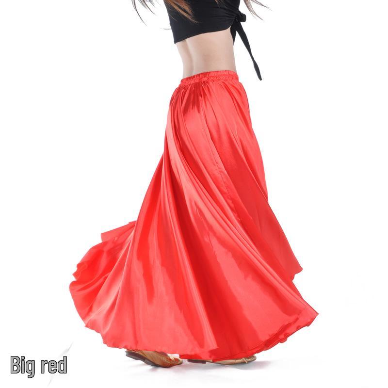Big Swing Satin Belly Dance Skirt for Stage Performance