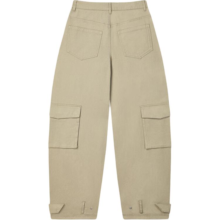 FILA Original Solid Color Outdoor Casual Sports Straight Leg Mid Rise Zipper Cargo Loose Fit Multi Pocket Work Pants Women pants Khaki F51W449801F-LK