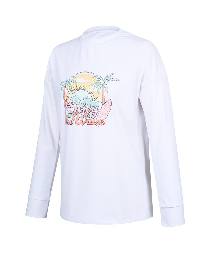 Lenomasuyeongbog Women'S Wave Long Sleeve Rash Guard White Rn-Cs2F554-Wh