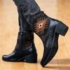 Trendy New Winter Men's Pointed Bohemia Patchwork Motorcycle Casual Ankle Boot Male High Tops New Comfortable Leather Shoes