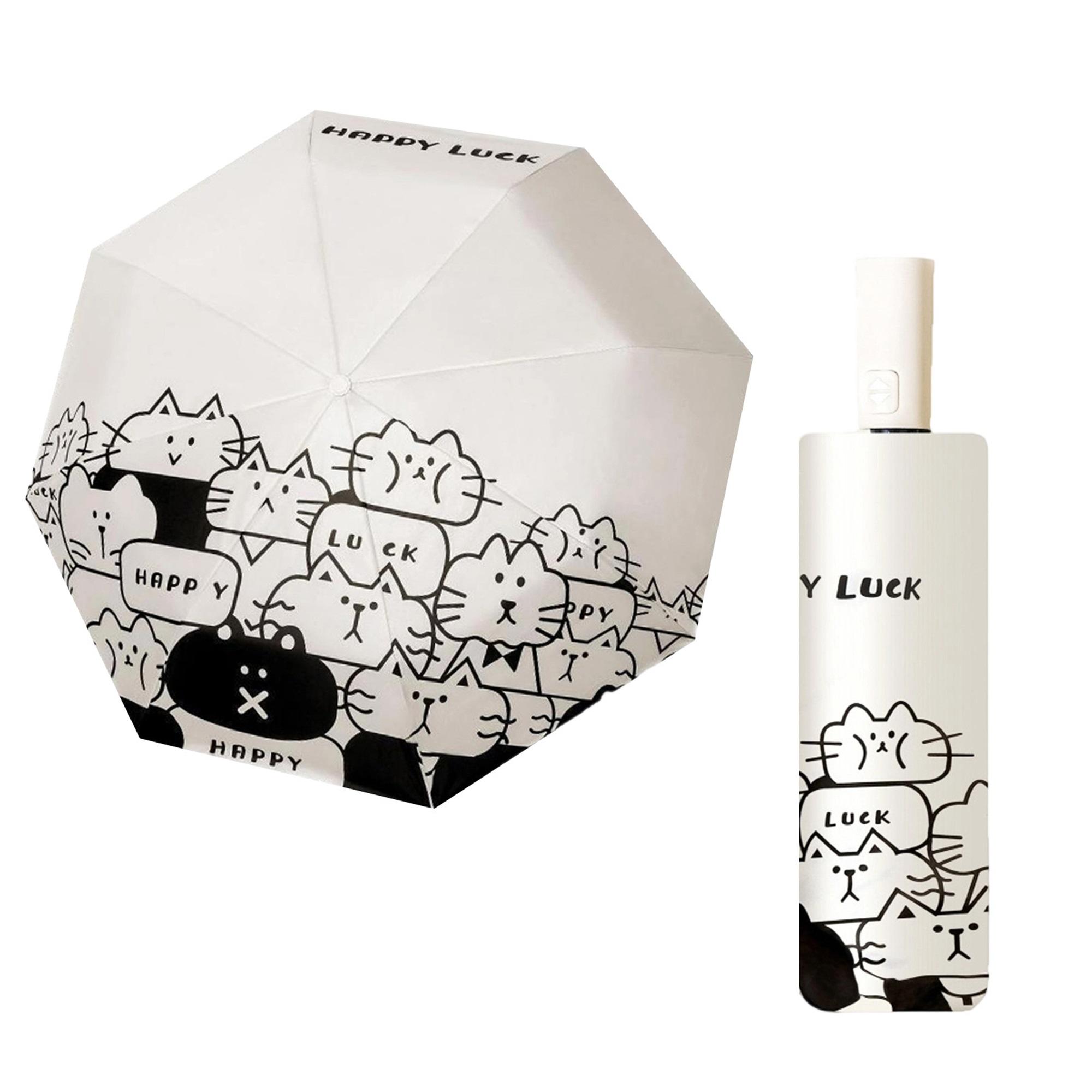 Compact Automatic Folding Sun Umbrella with Adorable Dog Print - Portable Windproof Rain Umbrella for Women Girls and Pet темные хаки