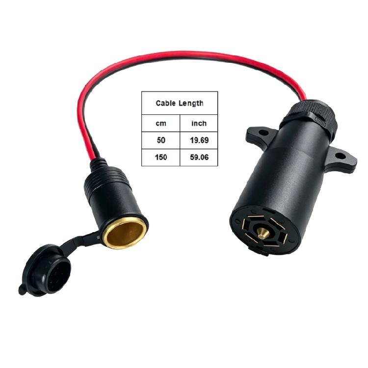 7Pin Vehicle Trailer To Car Lighter Socket Adapter with Female 12V Accessory Socket for Refrigerators, Tire Inflators, Fan, and Lights