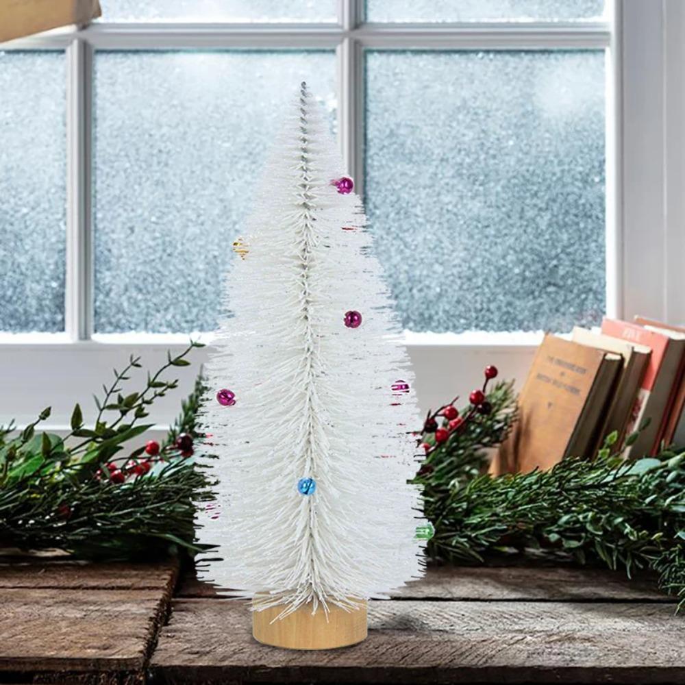 Plastic Mini White Christmas Tree with Colorful Bells Artificial Xmas Pine Tree  Party Favors