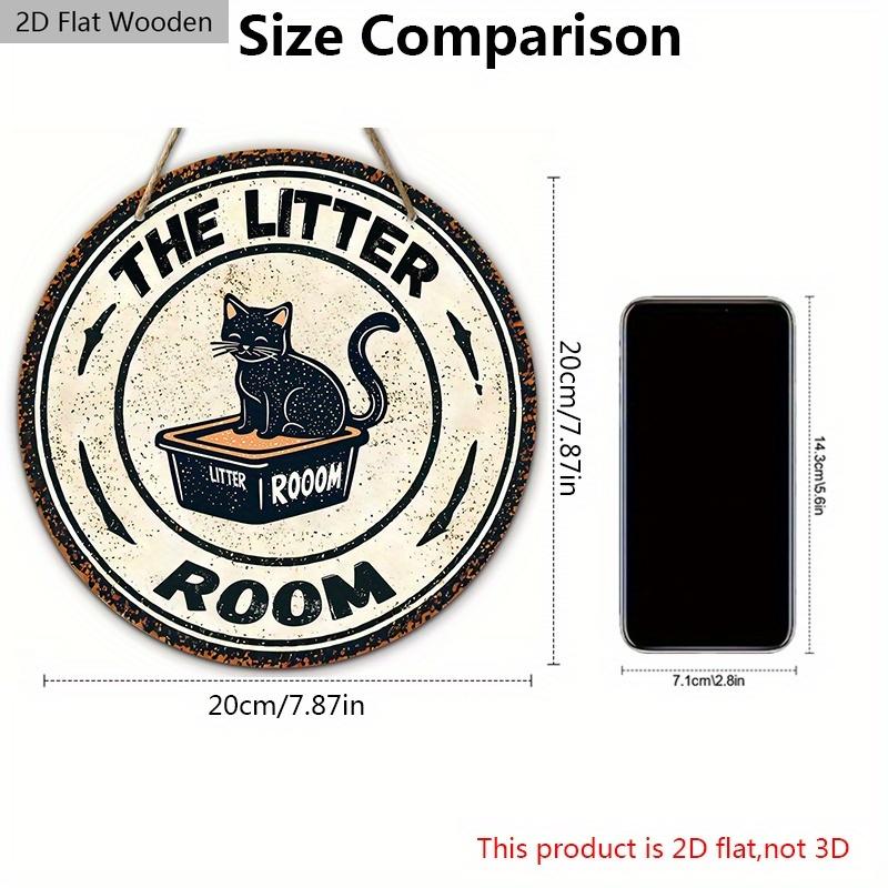 Rustic Wooden Sign with Cute Black Cat Pattern - The Litte Room Round Sign for Pet's Door Hanging Decor - Ideal Home Decoration