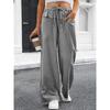 Ladies' Fashionable Color Straight Leg Pants With High Waist Pockets Casual Pants