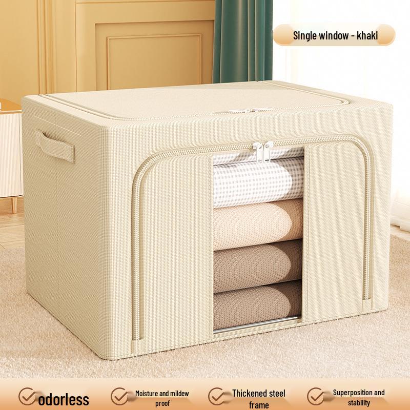 Steel Frame Waterproof Clothes Storage Box - Large Transparent Moisture-Proof Organizer for Quilts